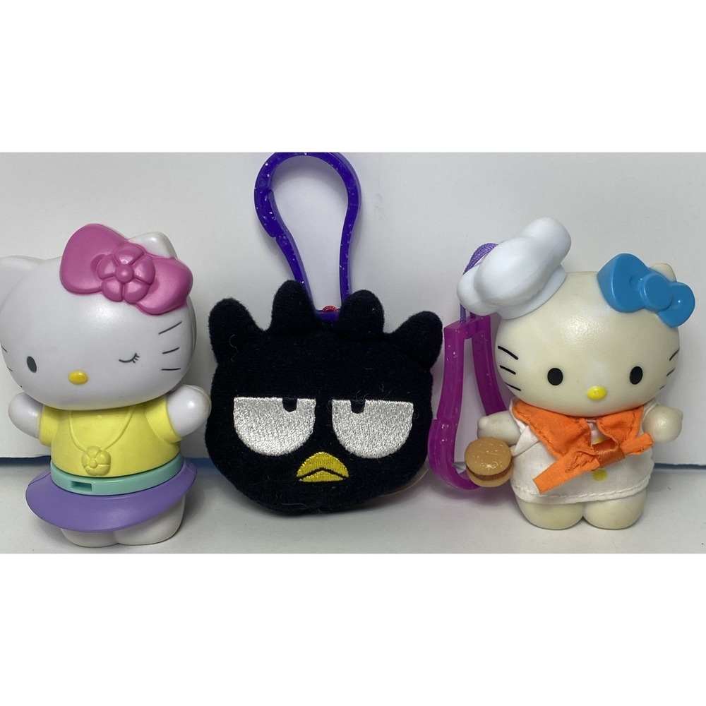 Hello Kitty 2000,01,04, Chef w/Hamburger, Badtz Maru, Spinner Keychains McDonald